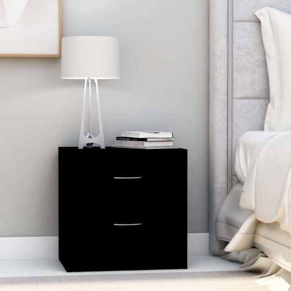 Depew Bedside Cabinet 40x30x40 cm Engineered Wood – Black, 1