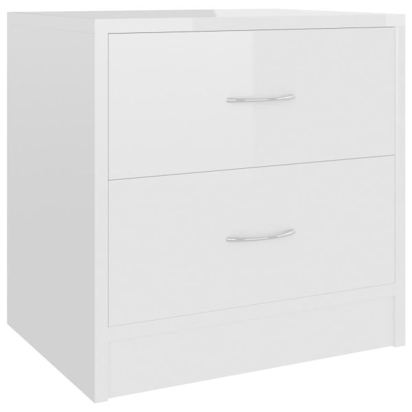 Depew Bedside Cabinet 40x30x40 cm Engineered Wood – High Gloss White, 1