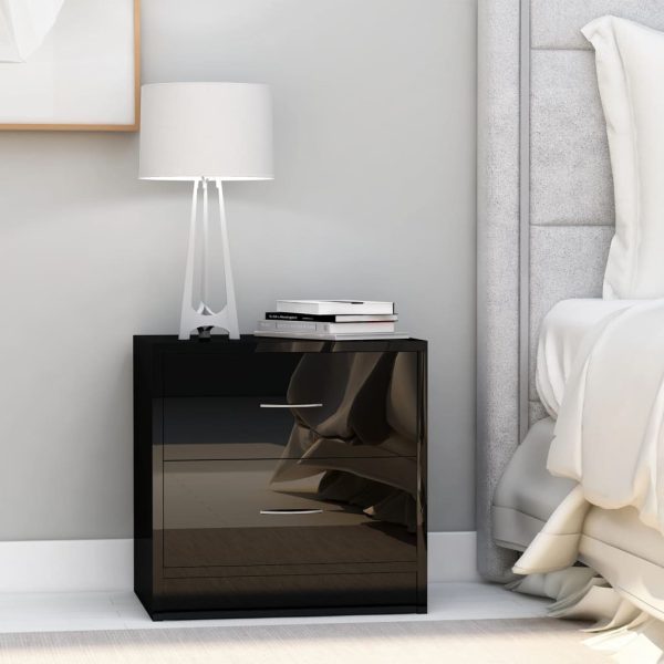 Depew Bedside Cabinet 40x30x40 cm Engineered Wood – High Gloss Black, 1