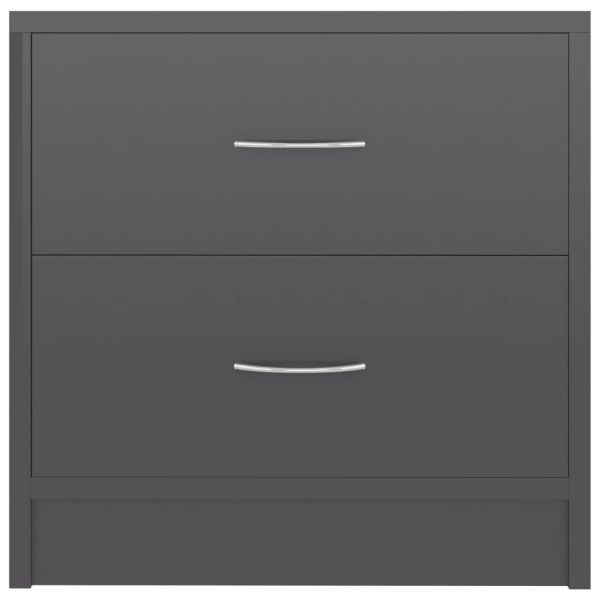 Depew Bedside Cabinet 40x30x40 cm Engineered Wood – High Gloss Grey, 2