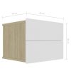 Costessey Bedside Cabinet 40x30x30 cm Engineered Wood – White and Sonoma Oak, 2