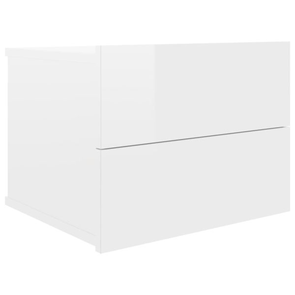 Costessey Bedside Cabinet 40x30x30 cm Engineered Wood – High Gloss White, 2