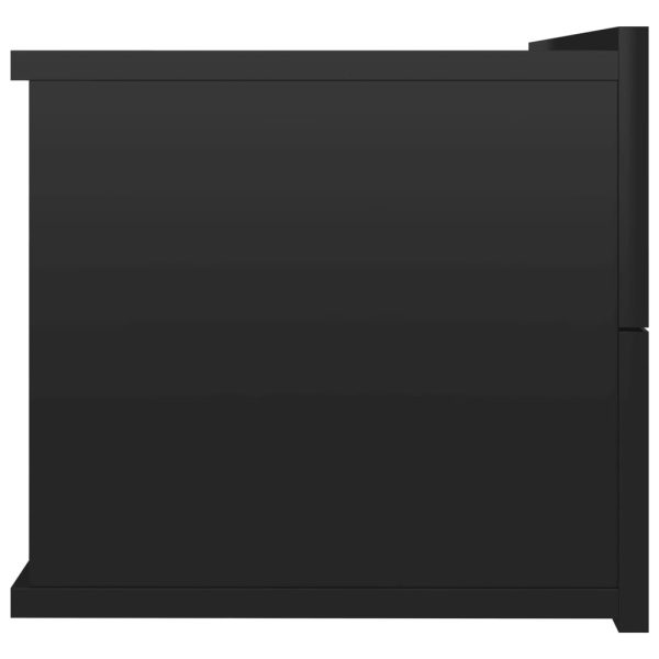 Costessey Bedside Cabinet 40x30x30 cm Engineered Wood – High Gloss Black, 2