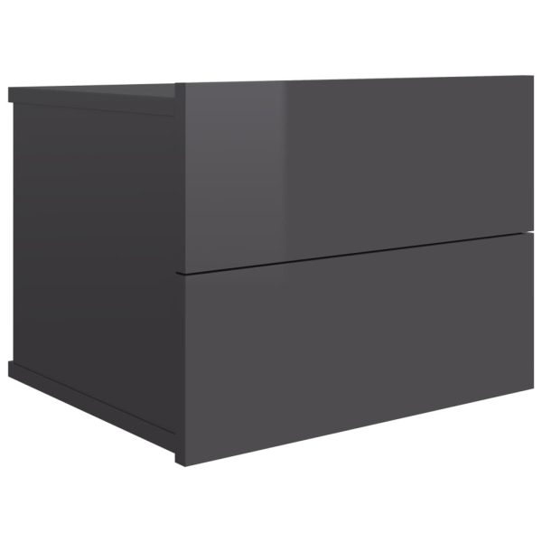 Costessey Bedside Cabinet 40x30x30 cm Engineered Wood – High Gloss Grey, 2