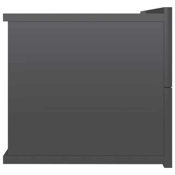 Costessey Bedside Cabinet 40x30x30 cm Engineered Wood – High Gloss Grey, 2