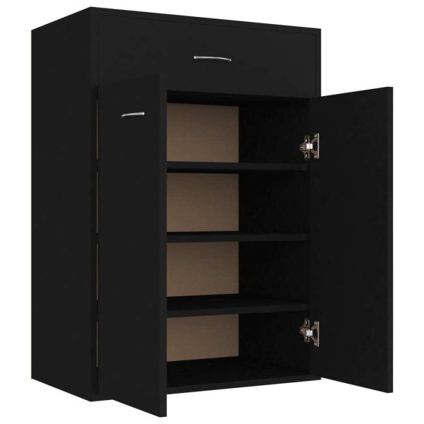 Shoe Cabinet 60x35x84 cm Engineered Wood – Black