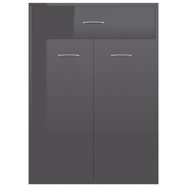 Shoe Cabinet 60x35x84 cm Engineered Wood – High Gloss Grey