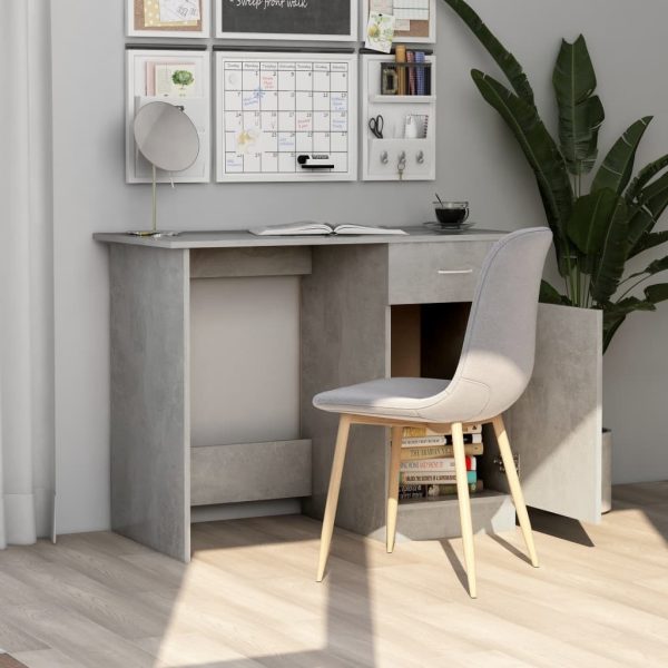 Desk 100x50x76 cm Engineered Wood – Concrete Grey