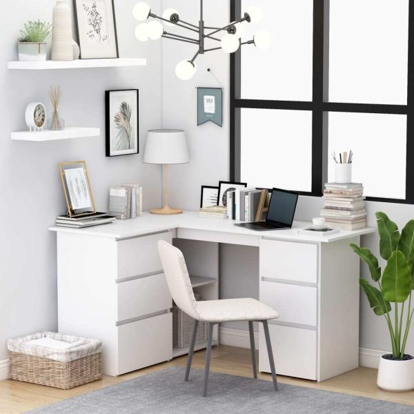 Corner Desk 145x100x76 cm Engineered Wood – White