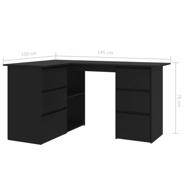 Corner Desk 145x100x76 cm Engineered Wood – Black