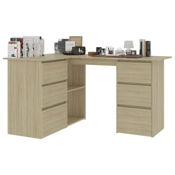 Corner Desk 145x100x76 cm Engineered Wood – Sonoma oak