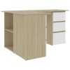 Corner Desk 145x100x76 cm Engineered Wood – White and Sonoma Oak