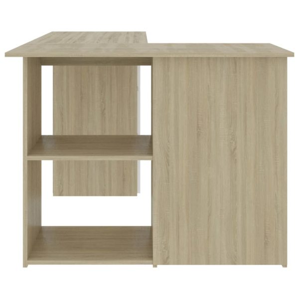 Corner Desk 145x100x76 cm Engineered Wood – White and Sonoma Oak
