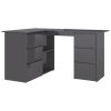 Corner Desk 145x100x76 cm Engineered Wood – High Gloss Grey