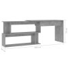 Corner Desk 200x50x76 cm Engineered Wood – Concrete Grey