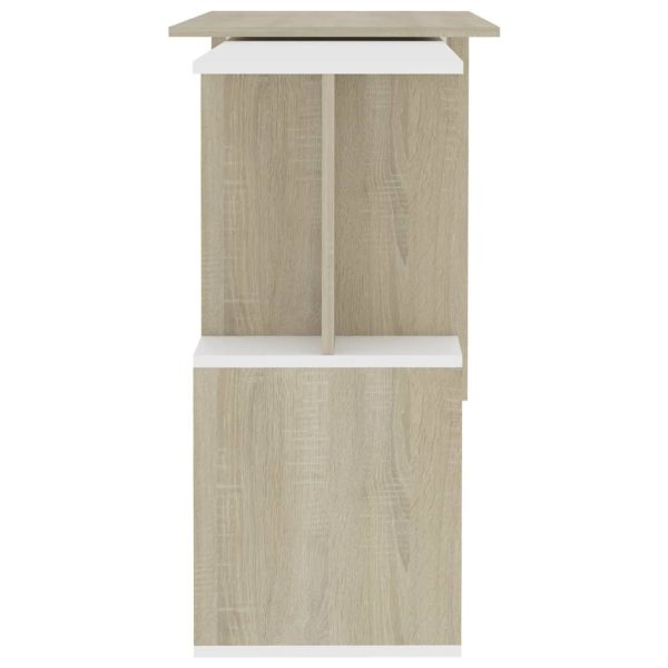 Corner Desk 200x50x76 cm Engineered Wood – White and Sonoma Oak