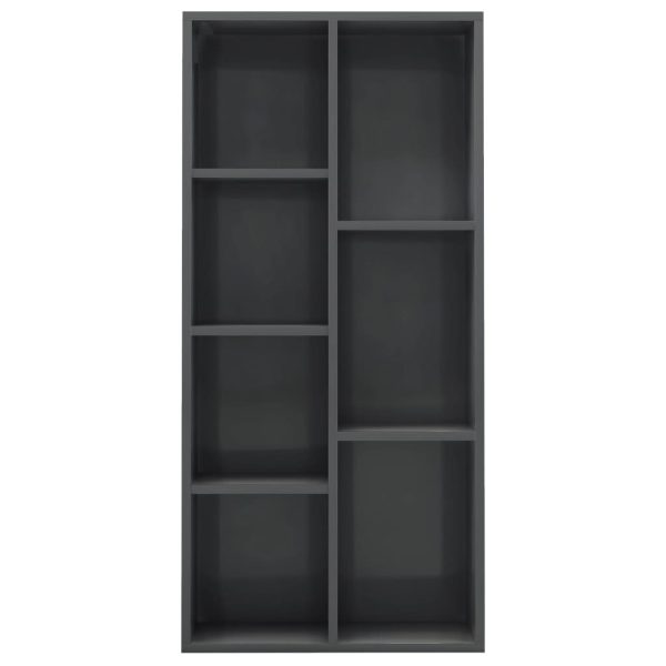 Book Cabinet 50x25x106 cm Engineered Wood – High Gloss Grey