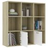 Book Cabinet 98x30x98 cm Engineered Wood – White and Sonoma Oak