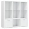 Book Cabinet 98x30x98 cm Engineered Wood – High Gloss White