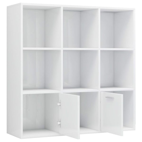 Book Cabinet 98x30x98 cm Engineered Wood – High Gloss White