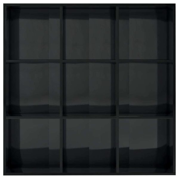 Book Cabinet 98x30x98 cm Engineered Wood – High Gloss Black