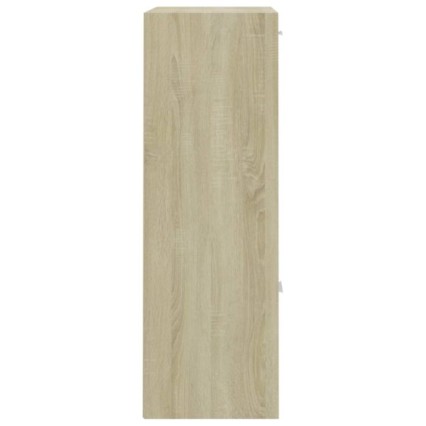 Storage Cabinet 60×29.5×90 cm Engineered Wood – White and Sonoma Oak