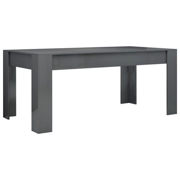 Dining Table Engineered Wood – 180x90x76 cm, High Gloss Grey