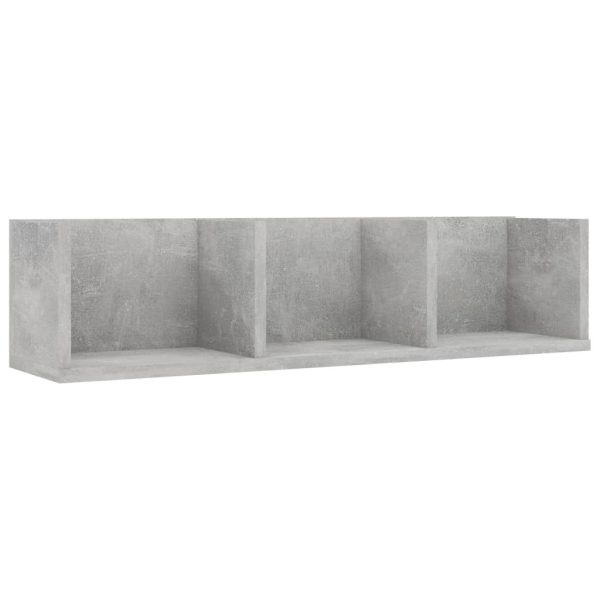 CD Wall Shelf 75x18x18 cm Engineered Wood – Concrete Grey