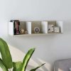 CD Wall Shelf 75x18x18 cm Engineered Wood – White and Sonoma Oak