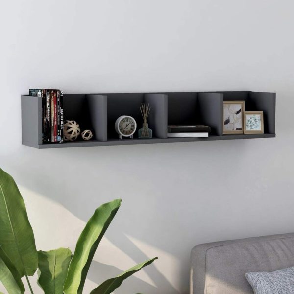 CD Wall Shelf 100x18x18 cm Engineered Wood – Grey