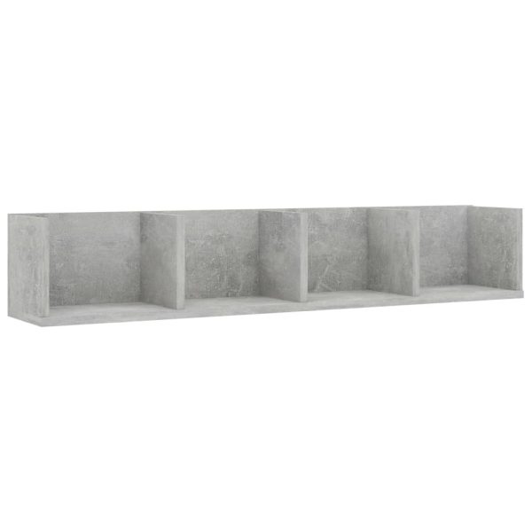 CD Wall Shelf 100x18x18 cm Engineered Wood – Concrete Grey
