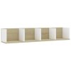 CD Wall Shelf 100x18x18 cm Engineered Wood – White and Sonoma Oak