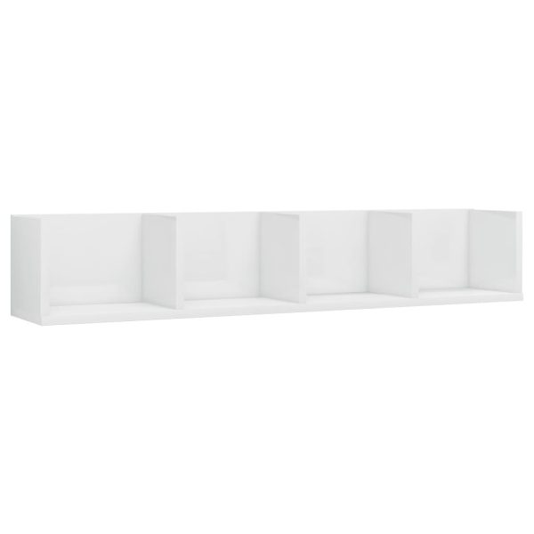 CD Wall Shelf 100x18x18 cm Engineered Wood – High Gloss White