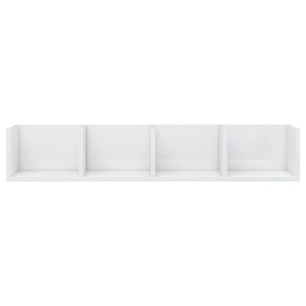 CD Wall Shelf 100x18x18 cm Engineered Wood – High Gloss White