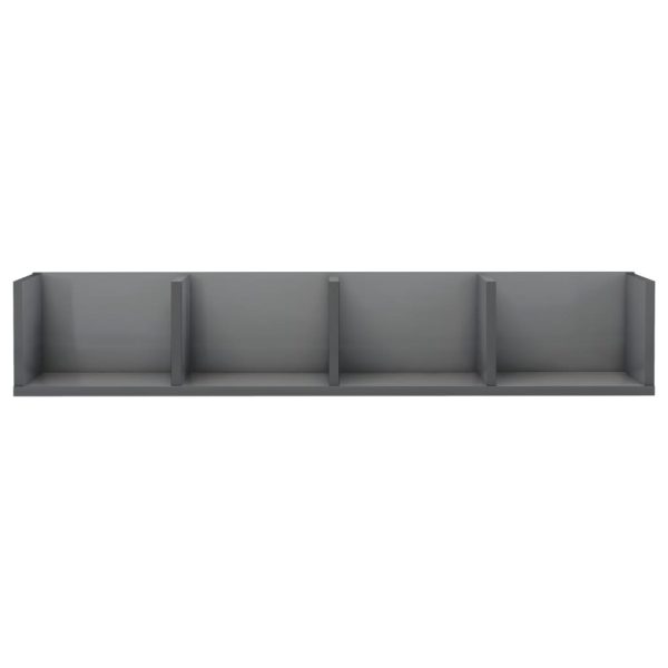 CD Wall Shelf 100x18x18 cm Engineered Wood – High Gloss Grey