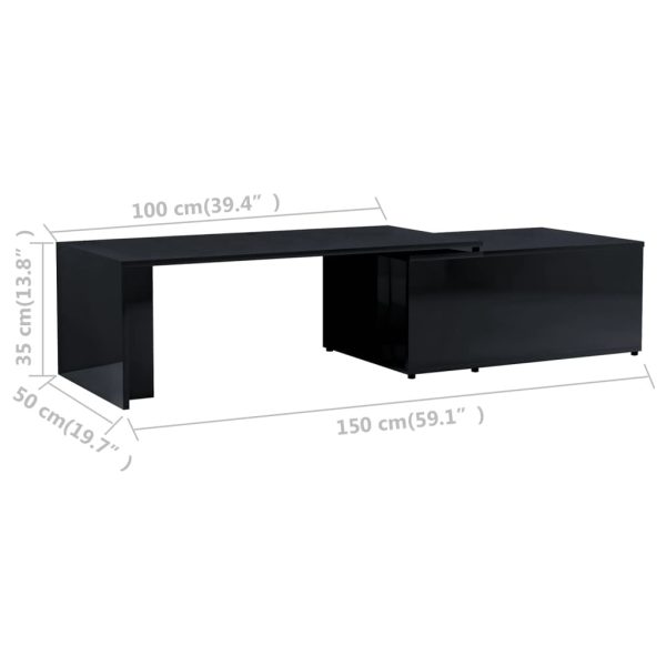 Coffee Table 150x50x35 cm Engineered Wood – High Gloss Black