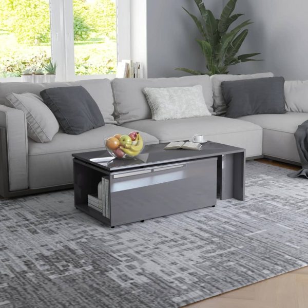 Coffee Table 150x50x35 cm Engineered Wood – High Gloss Grey