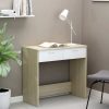 Desk 80x40x75 cm Engineered Wood – White and Sonoma Oak