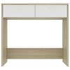 Desk 80x40x75 cm Engineered Wood – White and Sonoma Oak