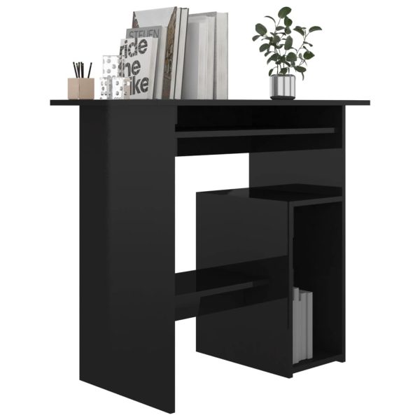Desk 80x45x74 cm Engineered Wood – High Gloss Black