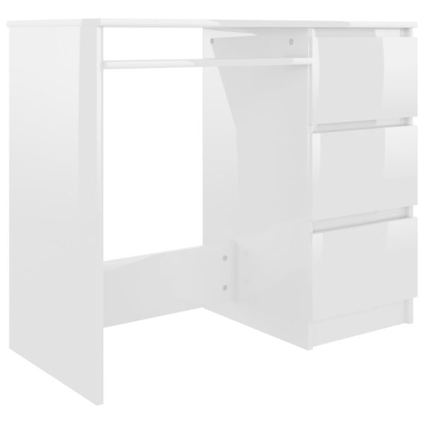Desk 90x45x76 cm Engineered Wood – High Gloss White
