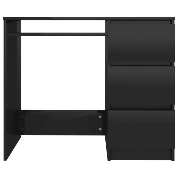 Desk 90x45x76 cm Engineered Wood – High Gloss Black