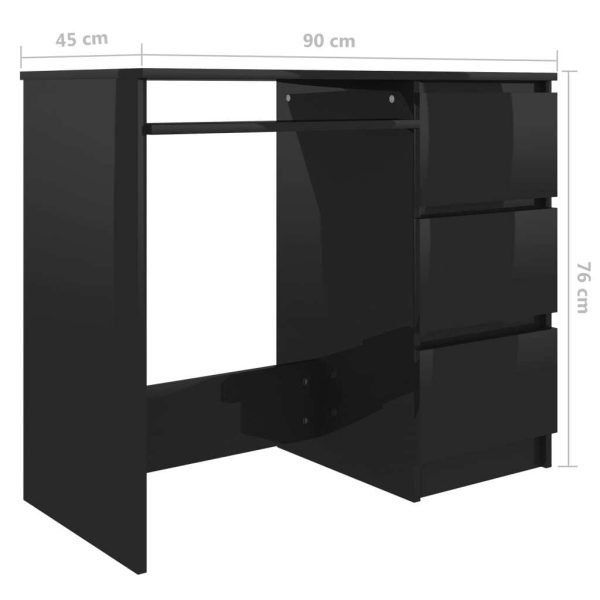 Desk 90x45x76 cm Engineered Wood – High Gloss Black