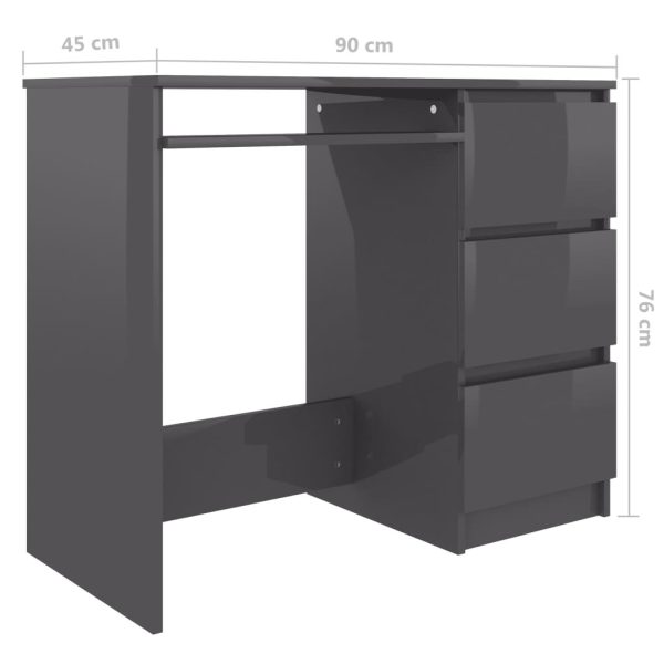 Desk 90x45x76 cm Engineered Wood – High Gloss Grey
