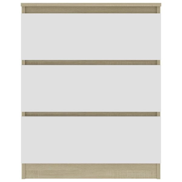 Sideboard 60x35x76 cm Engineered Wood – White and Sonoma Oak