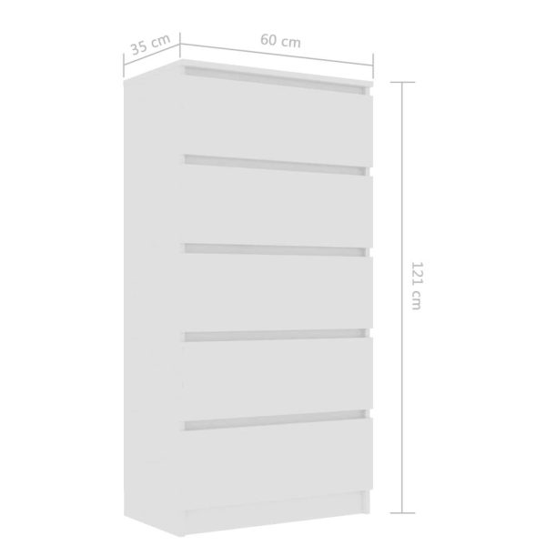 Drawer Sideboard 60x35x121 cm Engineered Wood – White