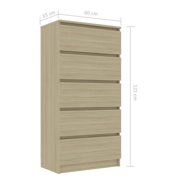 Drawer Sideboard 60x35x121 cm Engineered Wood – Sonoma oak