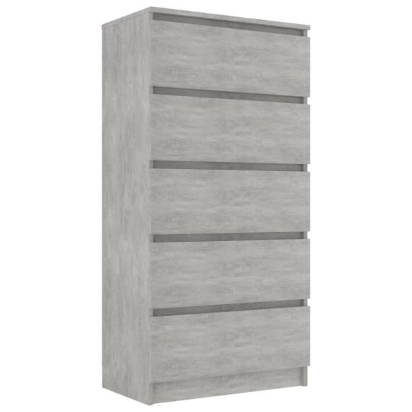 Drawer Sideboard 60x35x121 cm Engineered Wood – Concrete Grey