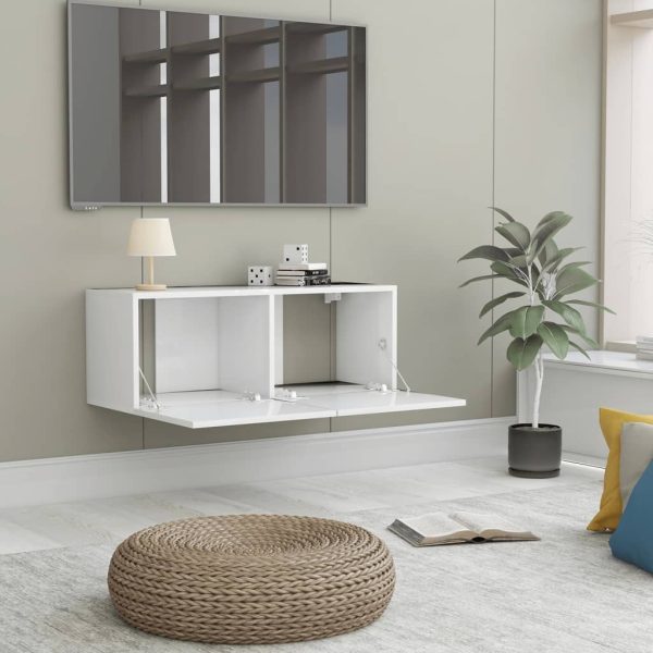 Newmarket TV Cabinet Engineered Wood – 80x30x30 cm, High Gloss White