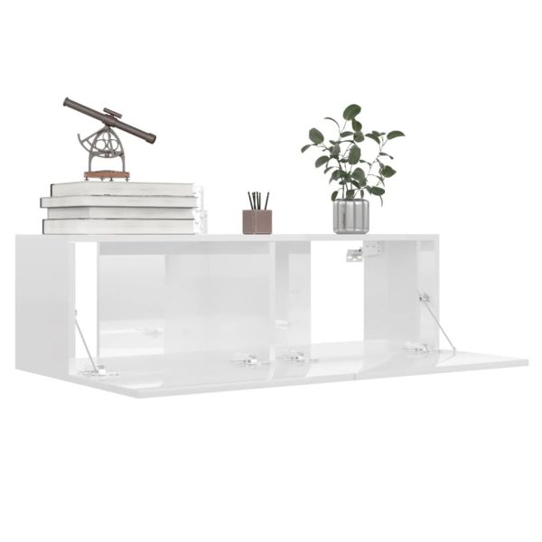 Newmarket TV Cabinet Engineered Wood – 100x30x30 cm, High Gloss White